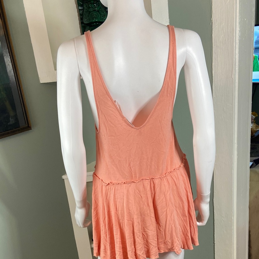 Kimchi Blue Coral/Peach Tank Top Asymmetrical draped Urban Outfitters M peplum - Picture 6 of 10
